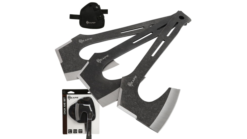 Reapr Chuk 3 Piece Throwing Axe Set, Stonewashed Stainless, 11023
