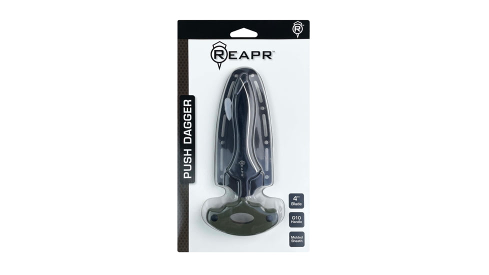 Reapr Push Dagger Fixed Blade Knife, 4in, 3Cr13 Stainless Steel, Green, Black, CTLR-033-GRN-RPR