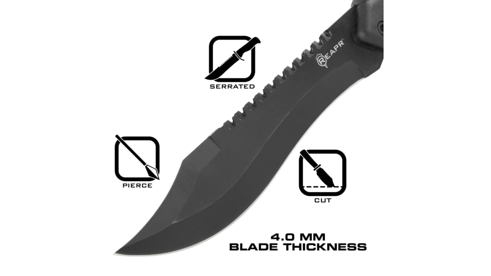 Reapr TAC Bowie Fixed Blade Knife, 7in, 420 Stainless Steel, TPR Handle, Satin Stainless, 11001
