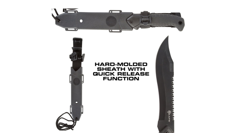 Reapr TAC Bowie Fixed Blade Knife, 7in, 420 Stainless Steel, TPR Handle, Satin Stainless, 11001