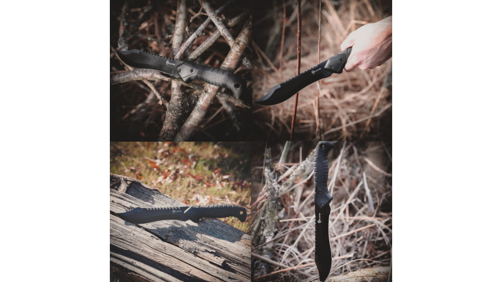 Reapr TAC Bowie Fixed Blade Knife, 7in, 420 Stainless Steel, TPR Handle, Satin Stainless, 11001