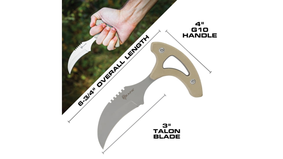 Reapr Tac Talon Fixed Blade Knife, 3in, 420 Stainless Steel, Talon Blade, Black / Desert Tan, 11041