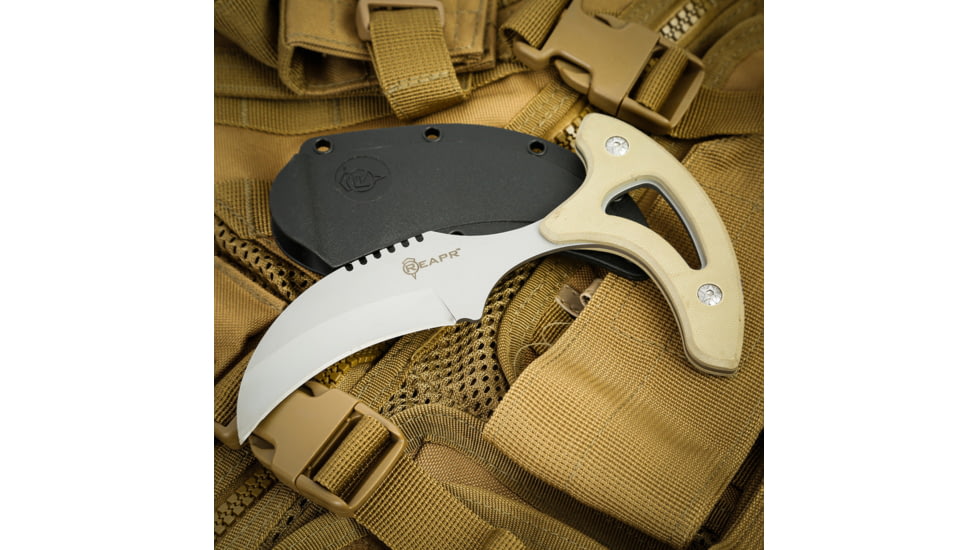 Reapr Tac Talon Fixed Blade Knife, 3in, 420 Stainless Steel, Talon Blade, Black / Desert Tan, 11041