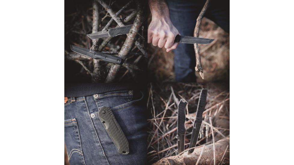 Reapr TAC Tanto Knife Set, 420 Stainless Steel, Stonewashed Stainless, 11008