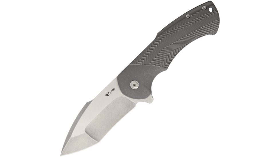 Reate Knives Fallout 2.0 Stonewash Folding Knife,3.5in,Standard Edge,Stonewash,Gray,Titanium Handle REAFALL