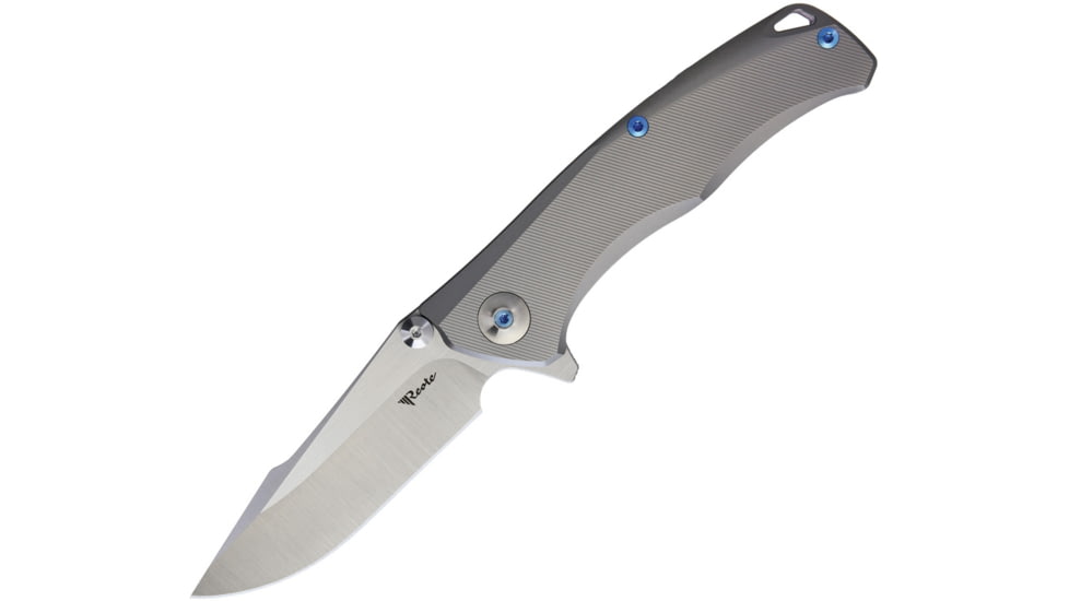 Reate Knives New Torrent Framelock Plain Knife, 3.63in Satin Rwl-34 Steel Drop Point, Bead Blast Titanium Handle, NEW TORRENT SATIN