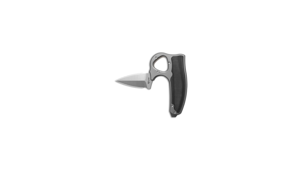 Reate Knives Reate EXO-D Button Lock Knife BB Ti + Carbon Fiber 2.7" Belt Satin ELMAX, Black/Gray, ELMAX, adult, BHQ-212710