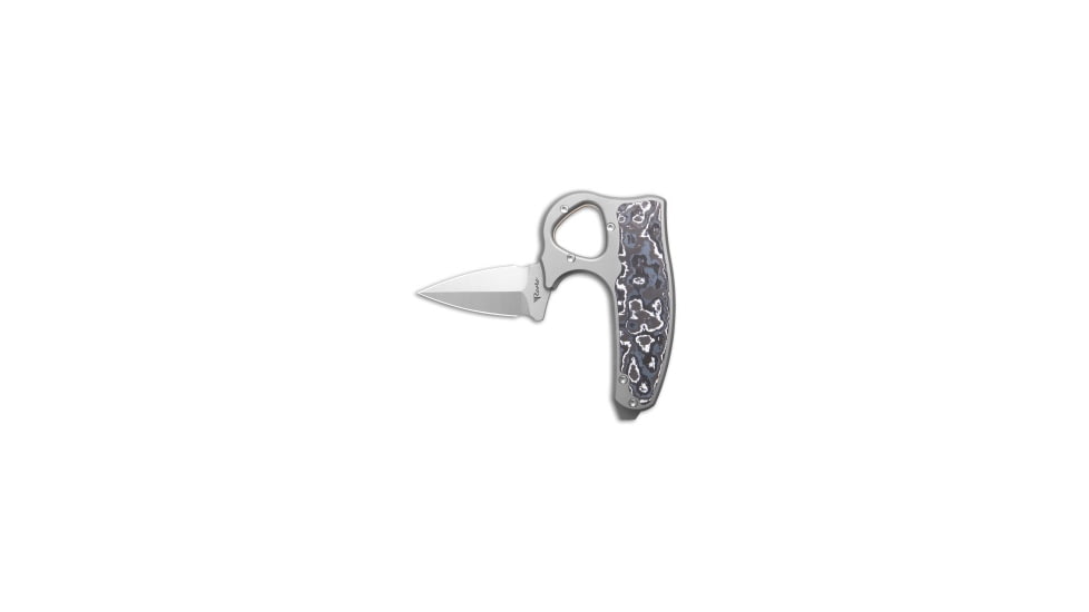 Reate Knives Reate EXO-D Button Lock Knife BB Ti + White Storm FatCarbon 2.7" Belt Satin, Black/Gray/Gray, ELMAX, adult, BHQ-212714