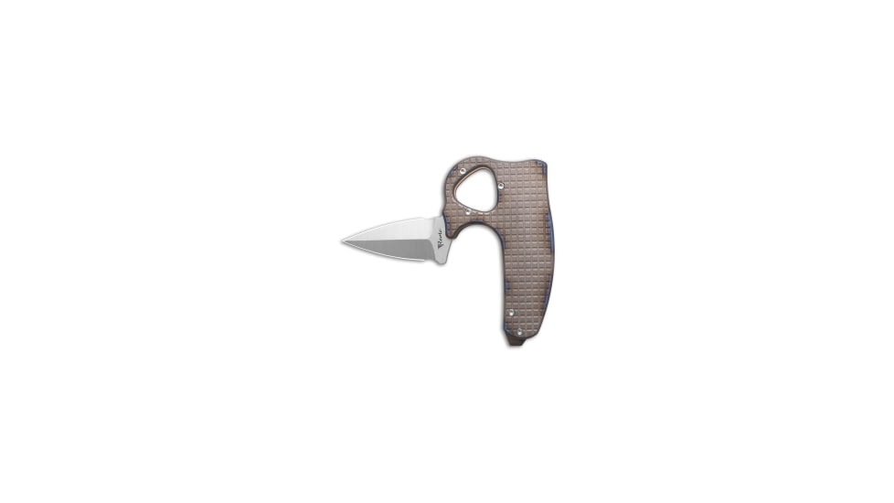 Reate Knives Reate EXO-D Button Lock Knife Flame Grain Frag Titanium 2.7" Belt Satin ELMAX, Blue/Green, ELMAX, adult, BHQ-212719