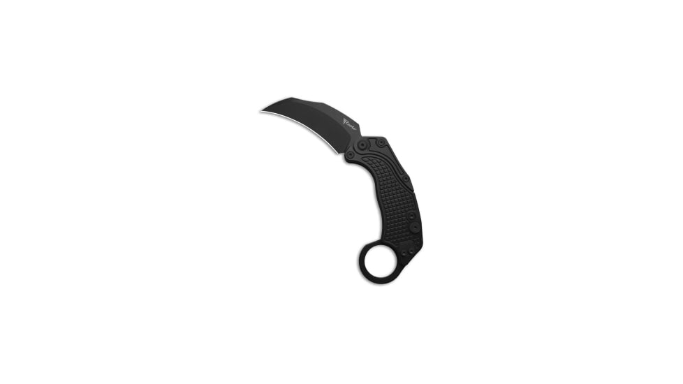 Reate Knives Reate EXO-K Gravity Karambit Button Lock Knife Black Aluminum 3.1" Black PVD, Black, Bohler N690, adult, BHQ-183391