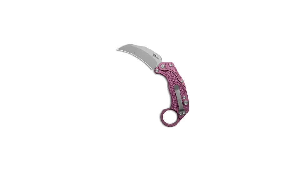 Reate Knives Reate EXO-K Gravity Karambit Button Lock Knife Purple Aluminum 3.1" Stonewash, Purple, Bohler N690, adult, BHQ-192738