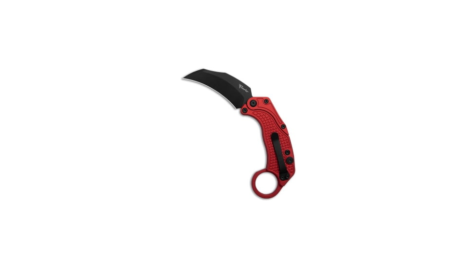 Reate Knives Reate EXO-K Gravity Karambit Button Lock Knife Red Aluminum 3.1" Black *DISC*, Red, Bohler N690, adult, BHQ-208062