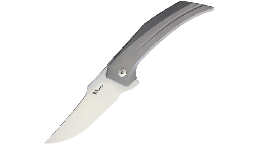Reate Knives Star Boy Framelock Folding Knife, 3.25in Satin Rwl-34 Steel Clip Point, Bead Blast Titanium Handle, REA015