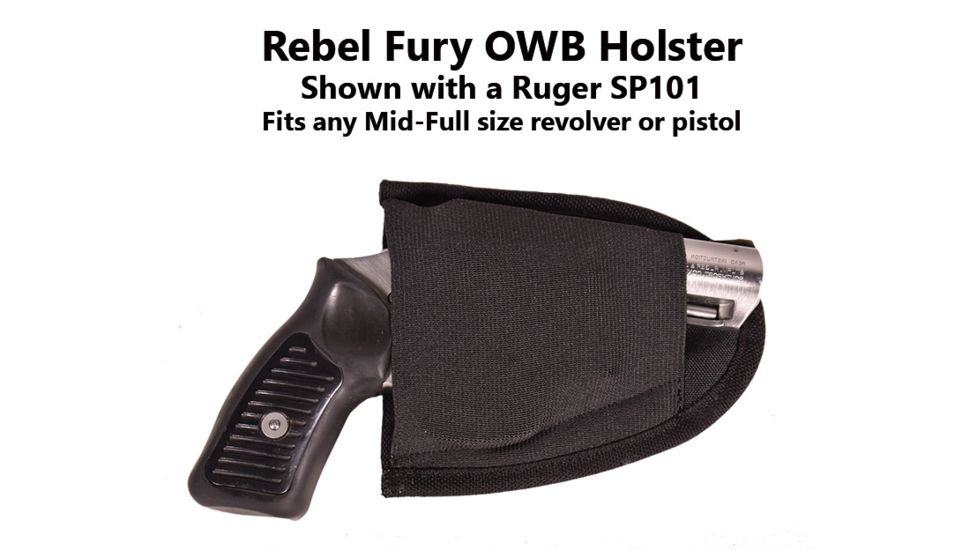 Rebel Fury Outside the Waistband Holster, Black, Amidextrous, Sub-Compact and Compact, REBEL-FURY
