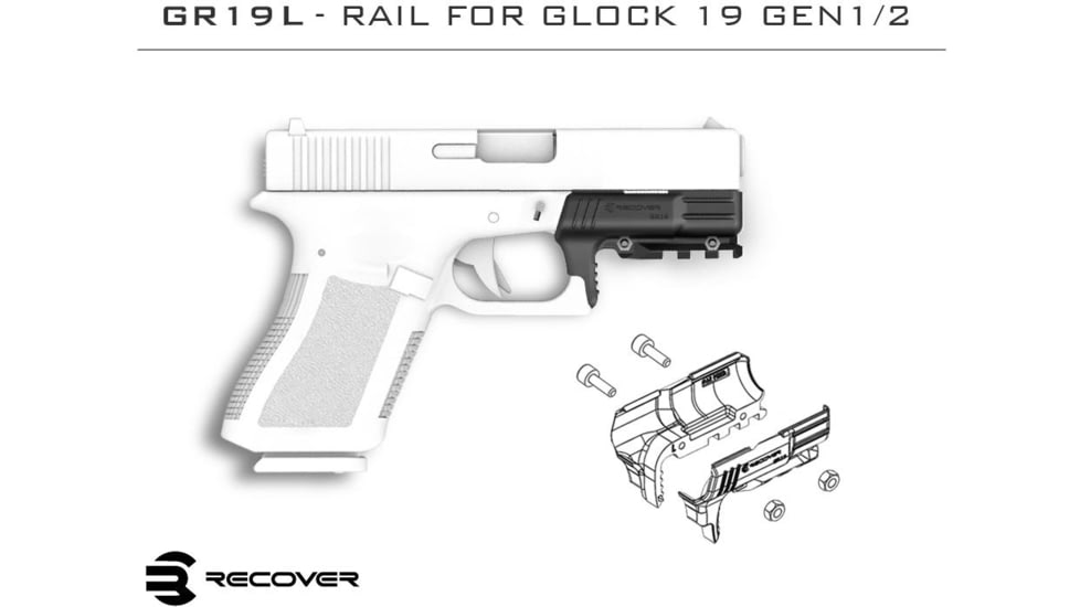 Recover Tactical Recover Tact. Glock 19 Gen 1/2 Picatinny Rail Black, GR19L-01
