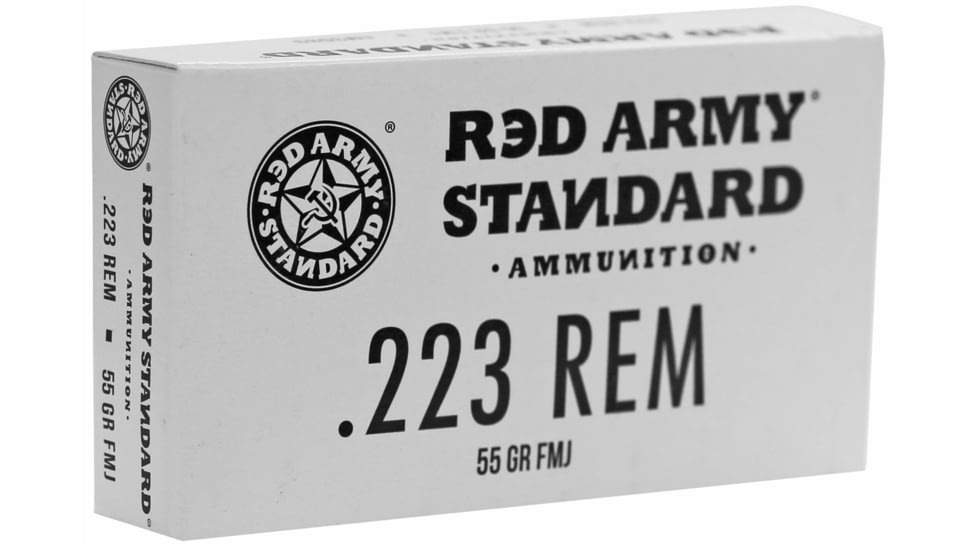 Red Army Standard .223 Remington 55 Grain Full Metal Brass Jacket Steel Cased Centerfire Rifle Ammo, 20 Rounds, AM3269