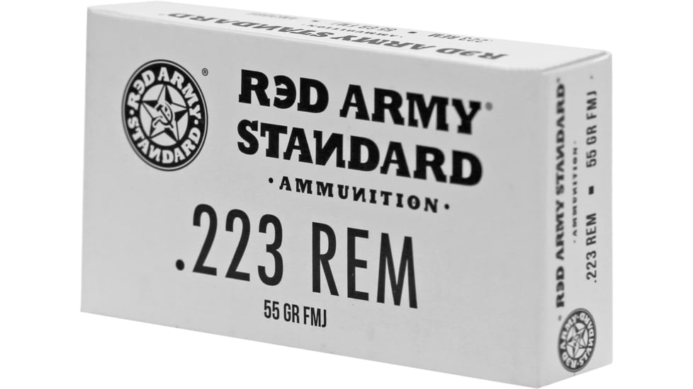 Red Army Standard .223 Remington 55 Grain Full Metal Brass Jacket Steel Cased Centerfire Rifle Ammo, 20 Rounds, AM3269
