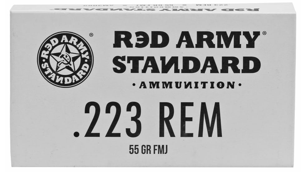 Red Army Standard .223 Remington 55 Grain Full Metal Brass Jacket Steel Cased Centerfire Rifle Ammo, 20 Rounds, AM3269
