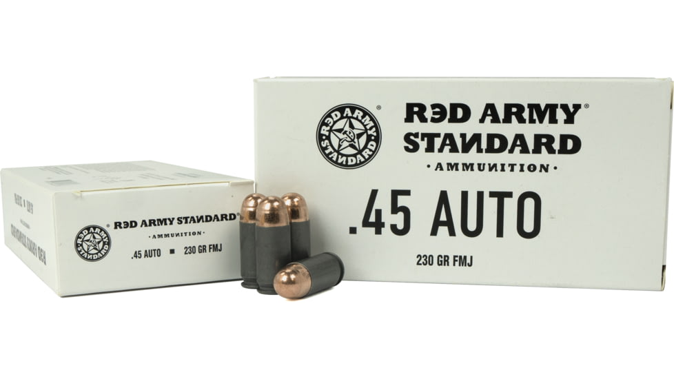 Red Army Standard .45 ACP 230 Grain Full Metal Jacket Steel Cased Centerfire Pistol Ammo, 50 Rounds, AM3262