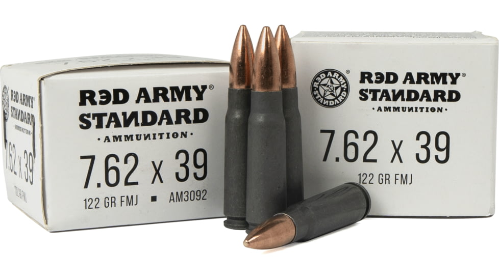 Red Army Standard 7.62x39mm 122 Grain Full Metal Jacket Steel Cased Centerfire Rifle Ammo, 20 Rounds, AM3092