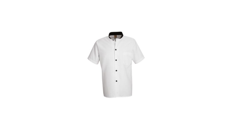 Red Kap Black Trim Cook Shirt, Men, White/Black, SSL SP04WHSSL