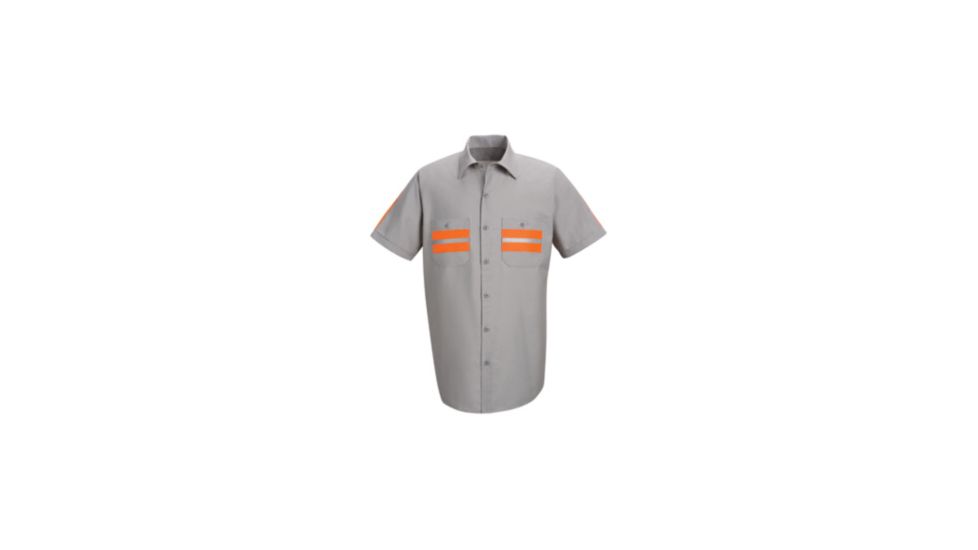Red Kap Enhanced Visibility Shirt, LT GRAY W/ TRIM, SSS SP24WMSSS