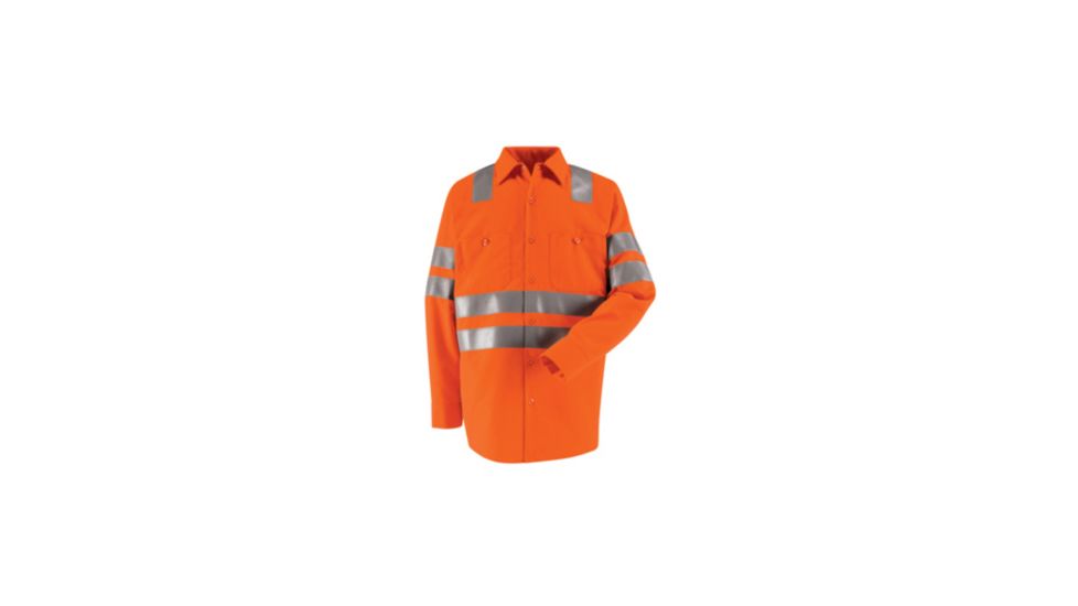 Red Kap Hi-Visibility Work Shirt - Class 3 Level 2, FLUORESCENT ORANGE, RGXXL SS14OFRGXXL