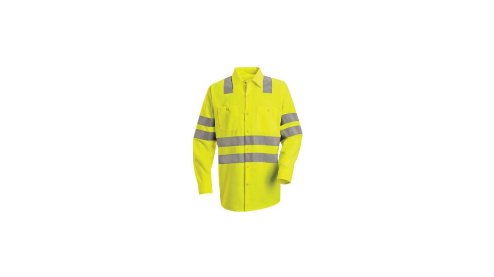 Red Kap Hi-Visibility Work Shirt - Class 3 Level 2, FLUORESCENT YELLOW/GREEN, RGL SS14ABRGL