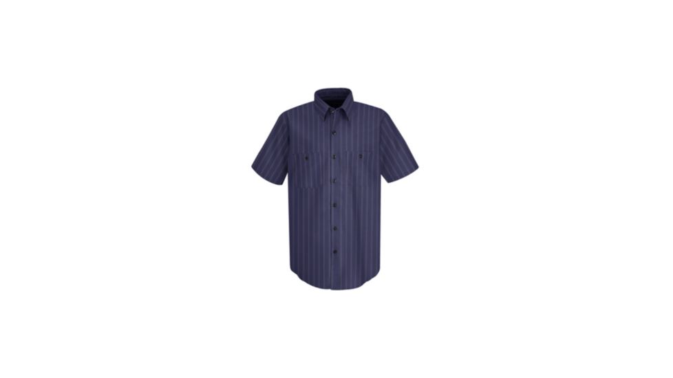 Red Kap Industrial Stripe Work Shirt, Blue w/ Brown/White Str., SSM SP20ICSSM