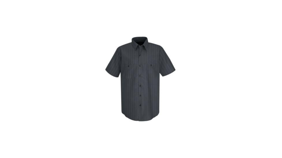 Red Kap Industrial Stripe Work Shirt, Charcoal w/Blue/White Str., SSL SP20GISSL
