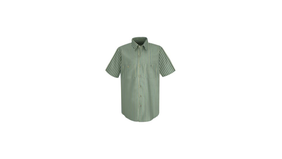 Red Kap Industrial Stripe Work Shirt, Green/Khaki, SSM SP20GKSSM