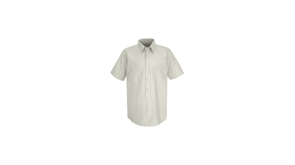 Red Kap Industrial Stripe Work Shirt, White/Brown Stripe, SSXL SP20WTSSXL
