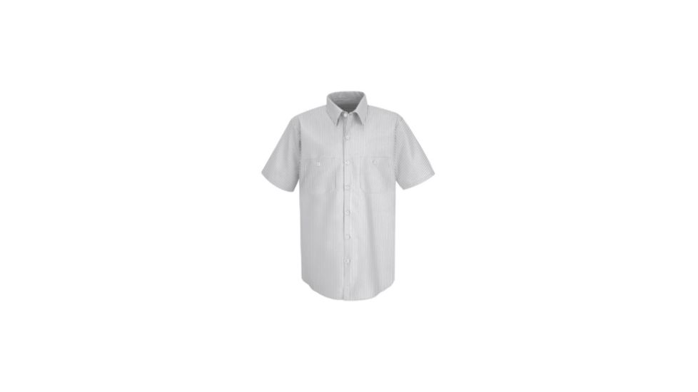 Red Kap Industrial Stripe Work Shirt, White/Charcoal Stripe, SSM SP20CWSSM