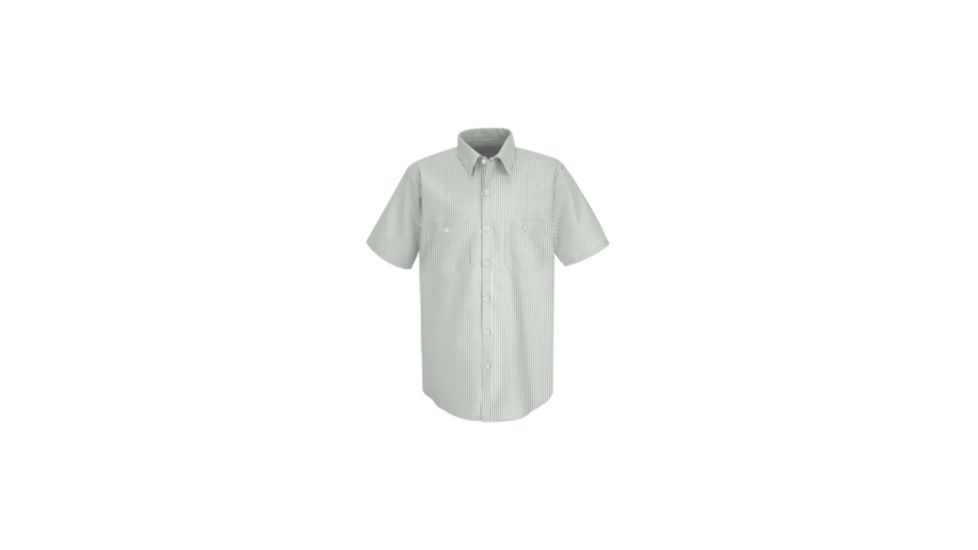 Red Kap Industrial Stripe Work Shirt, White/Green Stripe, SSM SP20GWSSM