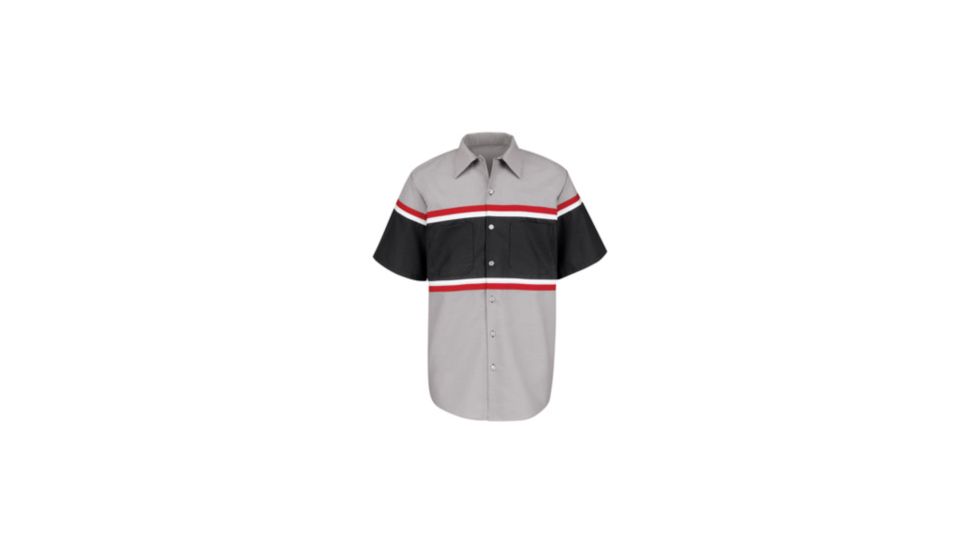 Red Kap Technician Shirt, Gray / Black w/ Red / White, SSL SP24GMSSL