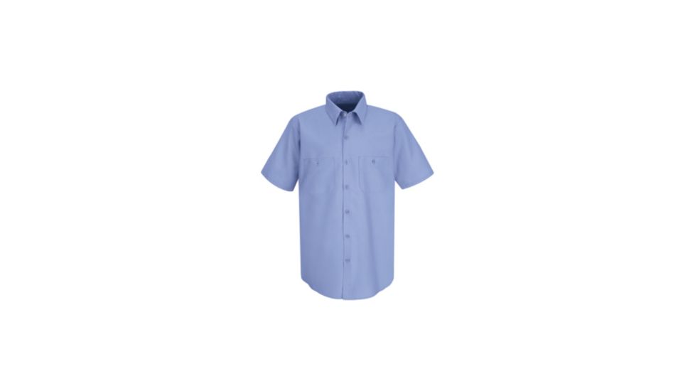 Red Kap Wrinkle-Resistant Cotton Work Shirt, Men, Light Blue, SSXXL SC40LBSSXXL