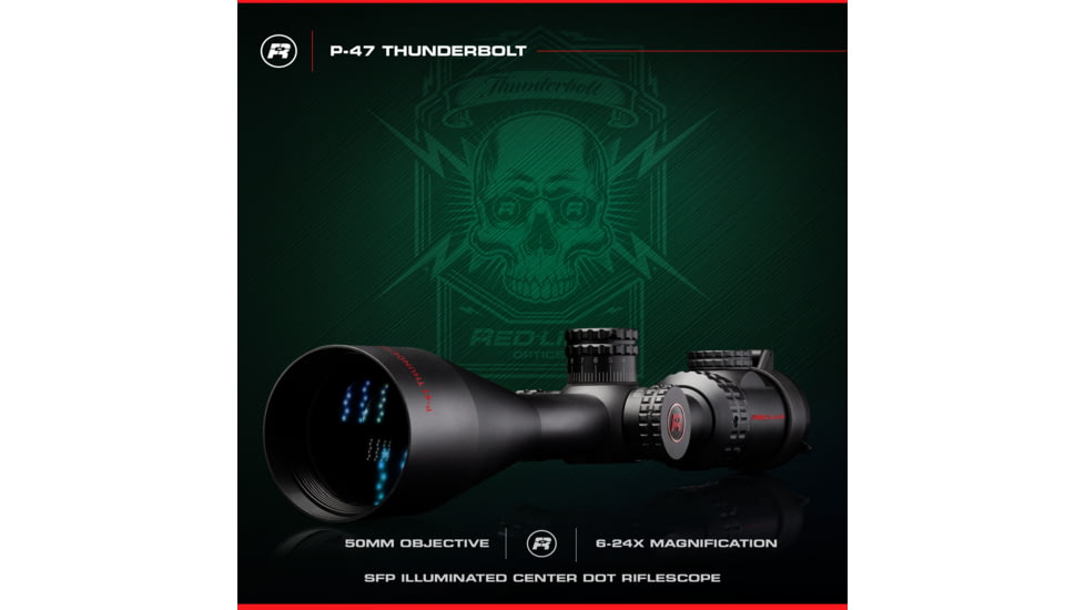 Red-Line Optics P-47 Thunderbolt Rifle Scope, 6-24x50mm, 25.4 mm, Hard Anodized, Matte Black, B4-SVDI-C8RW