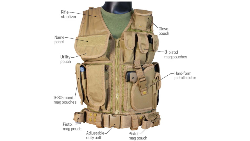 Red Rock Outdoor Gear Cross Draw Vest, Coyote, 520COY