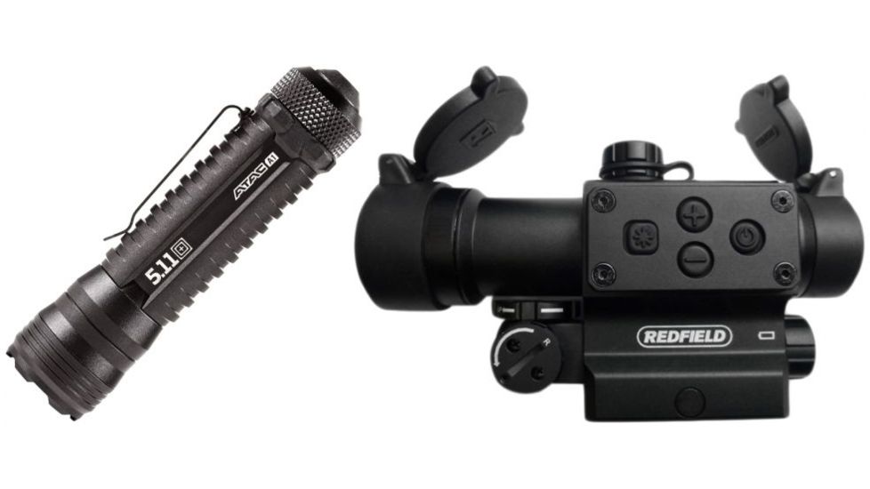 Redfield Counterstrike Red Dot Sight, Matte, Black 117850 w/ 511 Tactical ATAC A1 Flashlight, Black, One Size 53140-019-BLACK-1 SZ