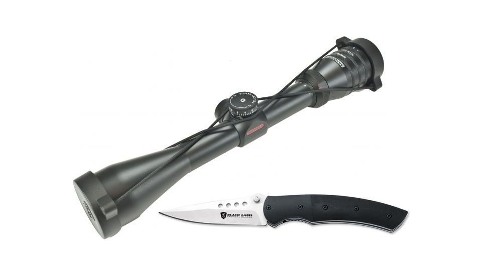 Redfield Revenge 3-9x42mm Dial-N-Shoot Rifle Scope - Matte Black, Accu-Ranger Accu-Plex Reticle 117853 w/ Browning 132BL Black Label Sliver G-10 Folding Knife 320132BL
