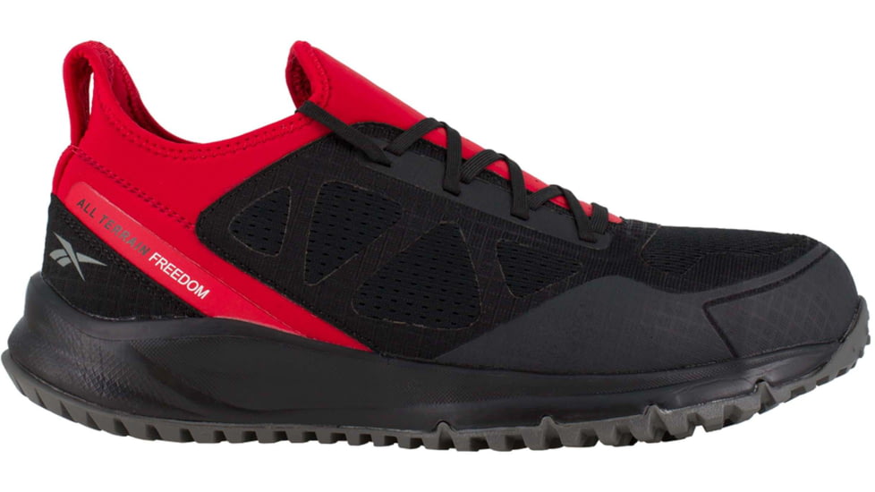 Reebok All Terrain Trail Running Oxford, Steel Toe Work Shoe - Mens, Black/Red, 10.5M, RB4093-BlackandRed-10.5M