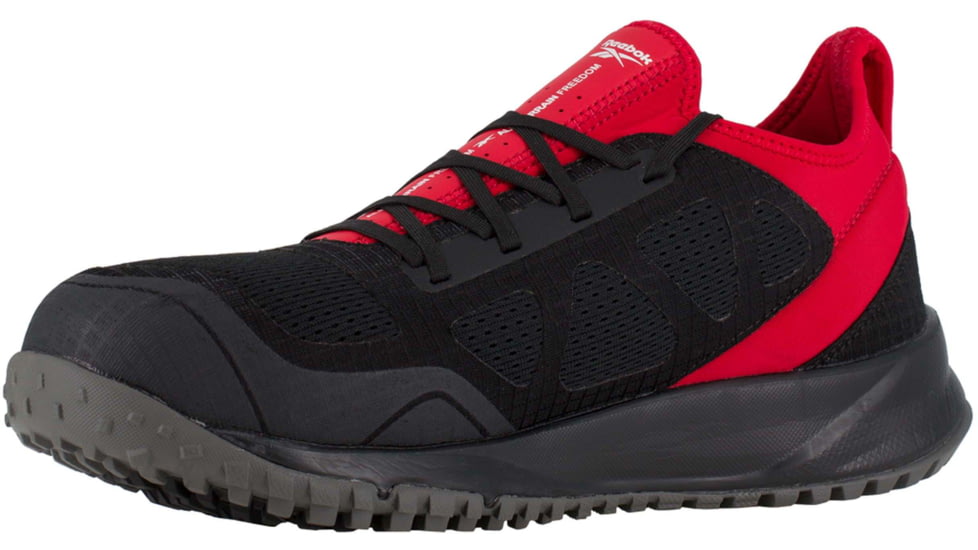 Reebok All Terrain Trail Running Oxford, Steel Toe Work Shoe - Mens, Black/Red, 10.5M, RB4093-BlackandRed-10.5M