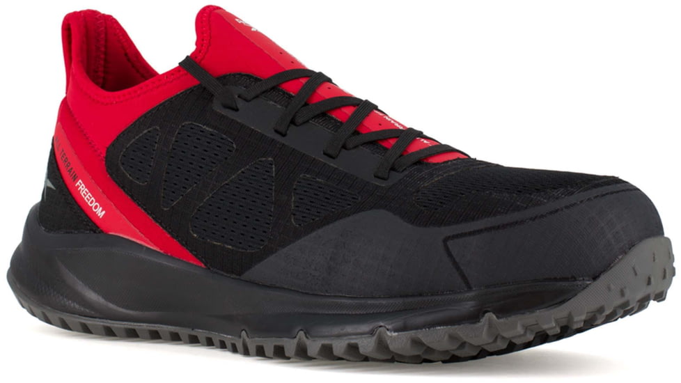 Reebok All Terrain Trail Running Oxford, Steel Toe Work Shoe - Mens, Black/Red, 10.5M, RB4093-BlackandRed-10.5M