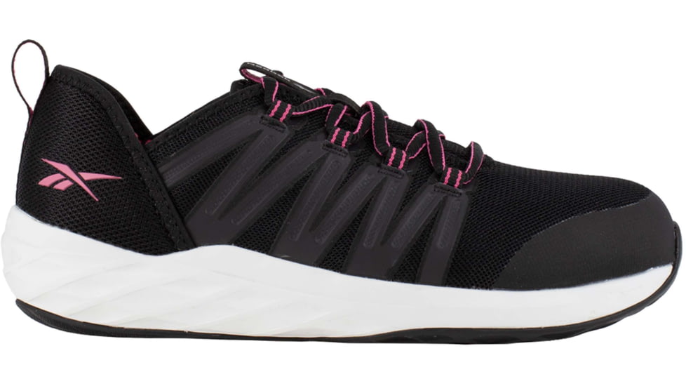 Reebok Astroride Work Athletic Oxford - Womens, Medium, Black/Pink, 6, 690774465831