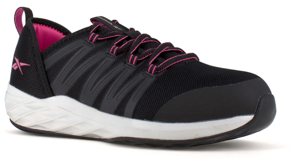 Reebok Astroride Work Athletic Oxford - Womens, Medium, Black/Pink, 6, 690774465831