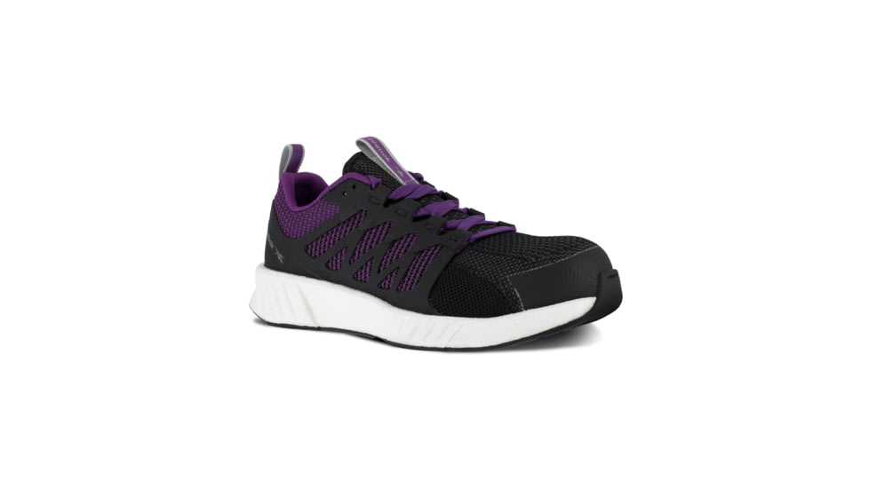 Reebok Fusion Flexweave Athletic Work Shoe - Womens, Wide, Black/Purple, 8, 690774487970