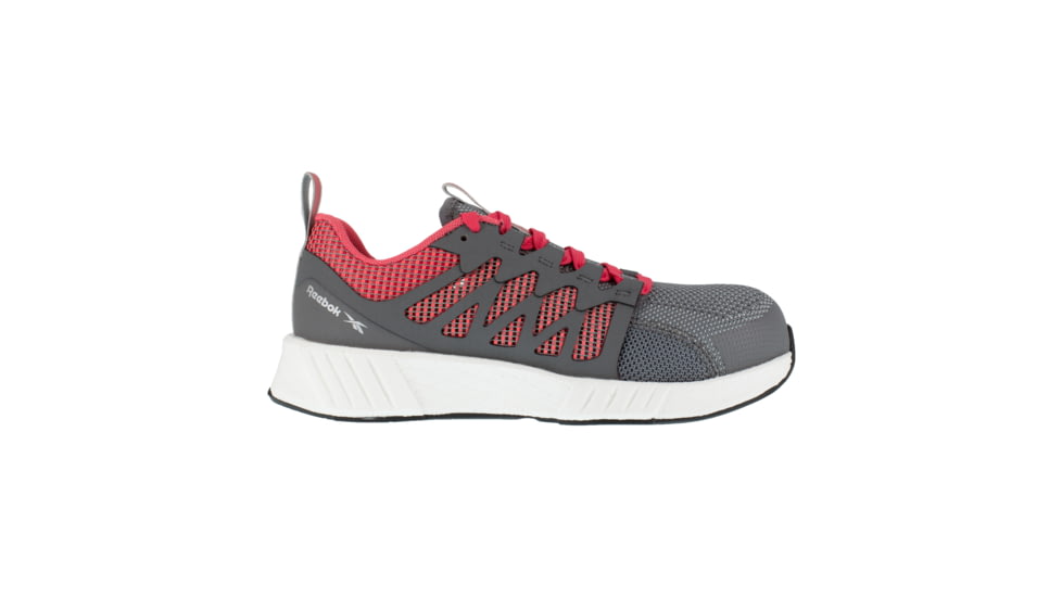 Reebok Fusion Flexweave Athletic Work Shoe - Womens, Medium, Grey/Red, 8.5, 690774487338
