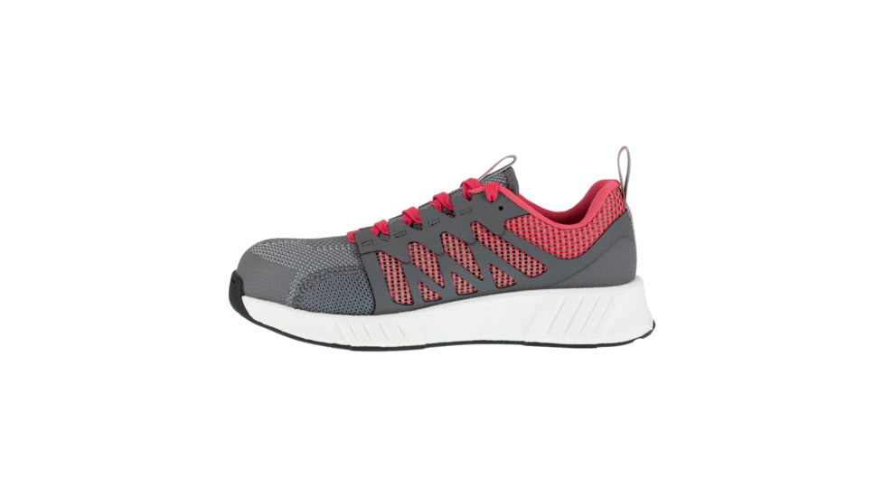 Reebok Fusion Flexweave Athletic Work Shoe - Womens, Medium, Grey/Red, 8.5, 690774487338