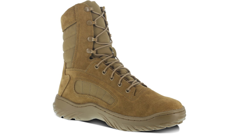 Reebok Mens Fusion Max 8in Tactical Boots w/ Soft Toe, Leather, Coyote Brown, 4, M CM8992-COYOTEBRN-4-M-M