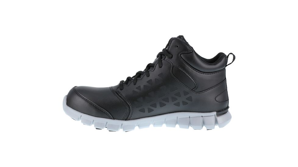 Reebok Sublite Cushion Athletic Mid Cut, Alloy Toe Work Shoe - Mens, Medium, Waterproof, Black/Grey, 4, 690774498860